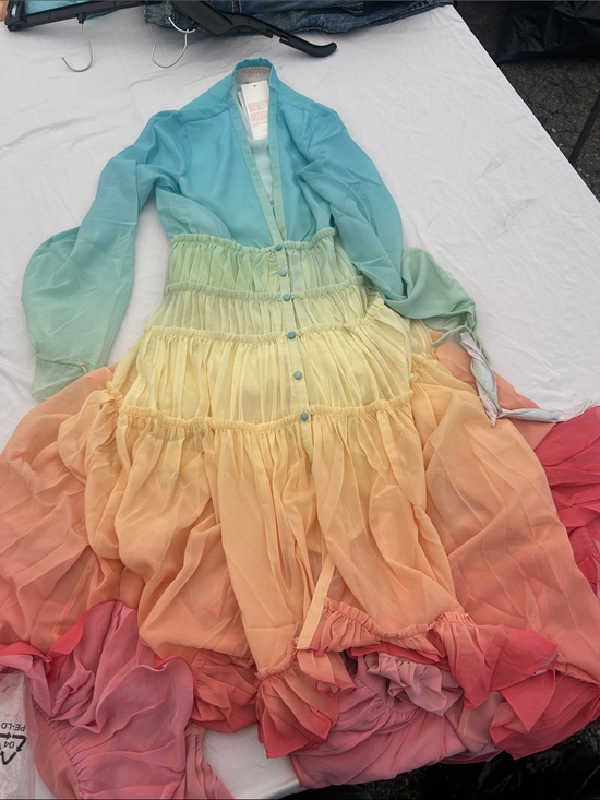 Rococo Sand Dresses & Skirts - Rococo Sand Pastel Gradient Chiffon Dress in Aqua, Mint, Peach & Lemon